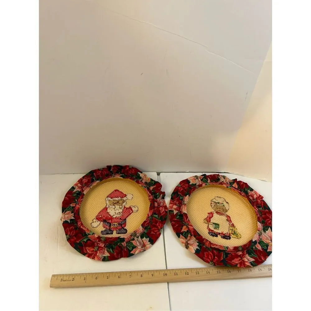 Santa Christmas hanging decorations embroidery frame cross stitch Mr. Mrs. Claus
